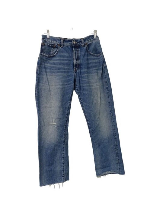 Madewell Denim - Madewell The Dean Easy Straight Jean Women Light Wash Raw Hem Button Fly Size 28